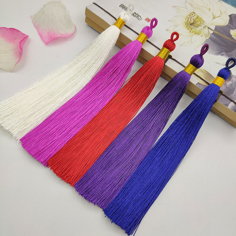 Factory spot polyester Ice Silk 15cm long tassel multi-color fan hanging ear pendant gold wire pull ring tassel ear Factory spot polyester Ice Silk 15cm long tassel multi-color fan hanging ear pendant gold wire pull ring tassel ear