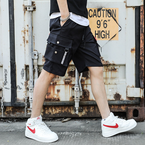 Summer men's workwear shorts trendy brand street loose multi-pocket casual five-point pants men's Korean style sports mid-pants