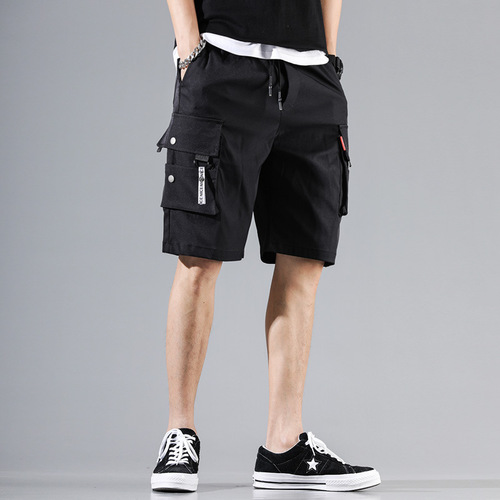 Summer men's workwear shorts trendy brand street loose multi-pocket casual five-point pants men's Korean style sports mid-pants