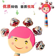 Stall-selling bell toys: Children's and baby wooden cartoon handbells, early education intelligence tools for infants and toddlers.