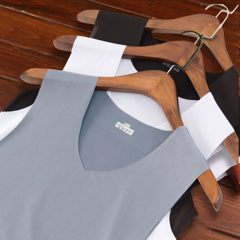 Ice Silk Traceless Men's Vest Men's Summer Slim-fit Tight Youth Sports Hurdle Sleeveless Underwear Base Undershirt