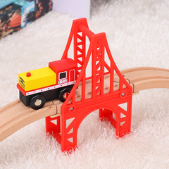 Children's wooden train track simple set toy car compatible with wooden block scenes