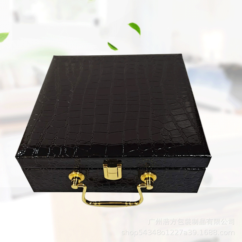 Spot belt box wholesale crocodile pattern leather box Black Belt box leather box high-end Belt manufacturers