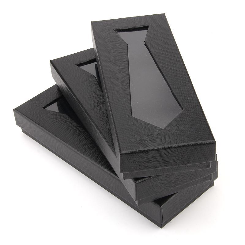 Caja de embalaje de corbata negra de los hombres de moda en caja de corbata de stock