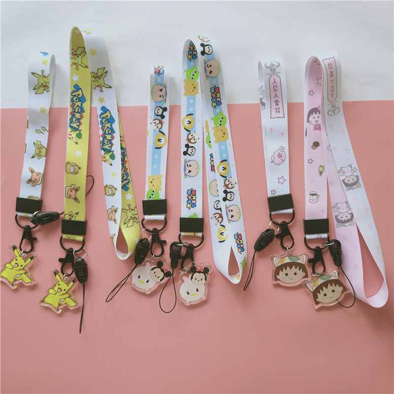 Stitch unicornio Xiaoxin lindo de dibujos animados teléfono móvil cordón tela ensanchado Certificado conjunto cordón colgante