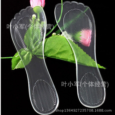 纯硅胶七分鞋垫 透明小圆后跟贴 保健按摩柔软舒适减震抗压全垫