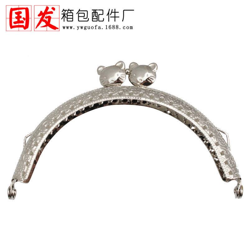 8.5CM cabeza de gato en relieve semicircular oro 10.5CM 12.5CM cabeza de animal hecha a mano bolsa de oro DIY