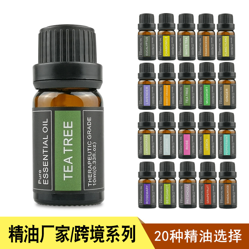 Cross-Border Plant Single Essential Oil 39 Types 10ml Lavender Rose Jasmine Skin Care Aromatherapy Massage Oil Essential Oil