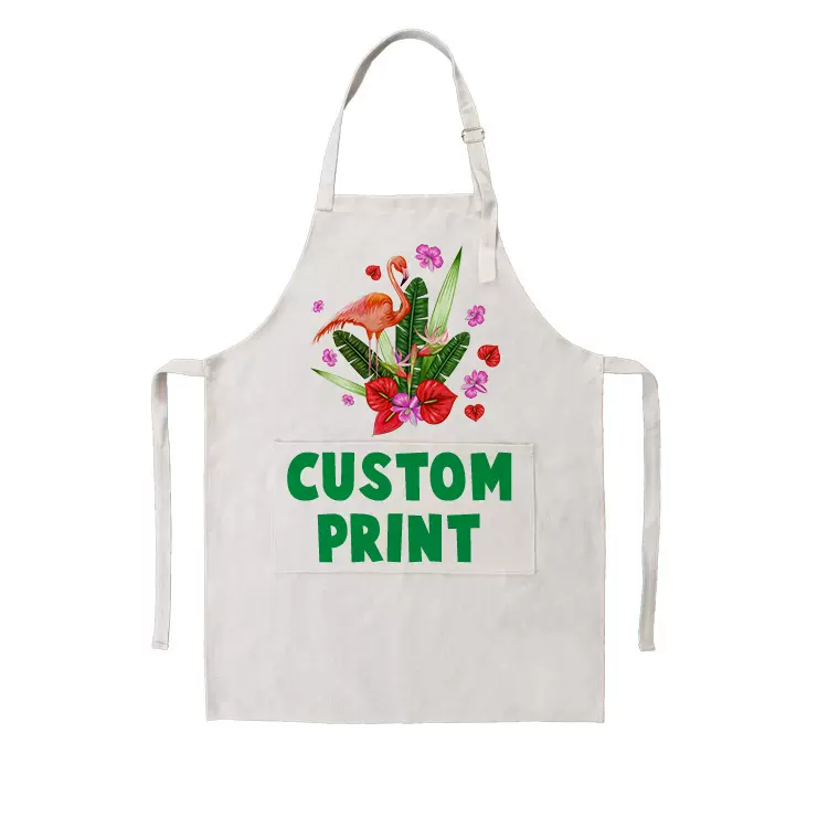 速卖热转印围裙复合棉麻围裙防污logo  背心式简约围裙防油