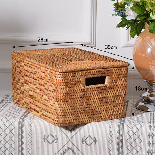 Taobao hot sale Vietnamese autumn rattan storage basket hand-woven storage basket large frame with lid storage