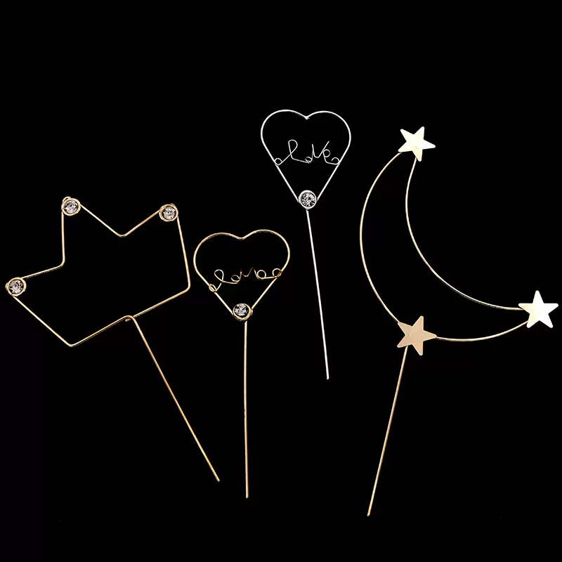 蛋糕烘焙装饰月亮星星水钻插件皇冠插卡生日甜品摆件首饰闪钻点缀