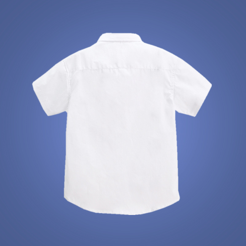兒童白色襯衫加肥加大男女童短袖薄胖子學生大童表演襯衣校服