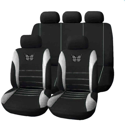 Universal seat cover, Cross-Border Fabric Butterfly Waistline - gray-2-piece-set-single-seat
