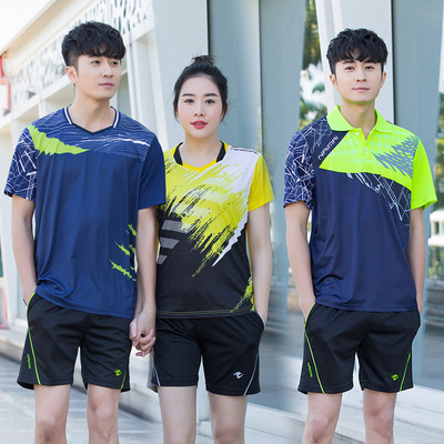 ventilation Sweat T-shirts badminton suit men and women Quick drying Short sleeved T-shirt children Tennis clothing Printing