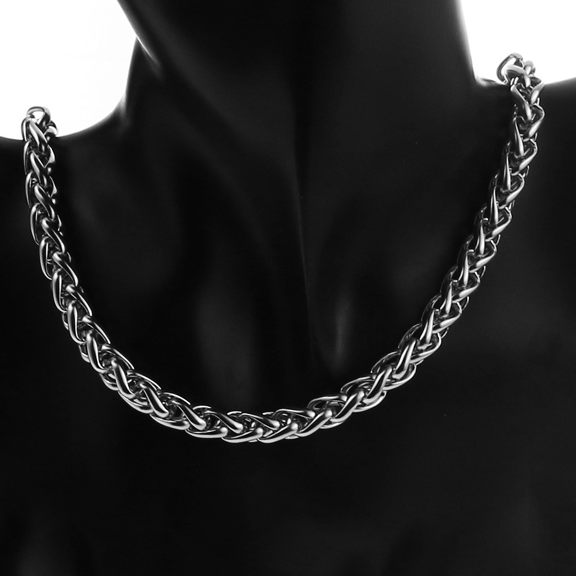 Cadena de hueso de dragón de acero inoxidable Cadena de cesta grande Cadena de titanio de acero cuadrado perla giro collar impermeable hombres hip hop punk estilo