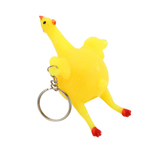Stress-Relief Egg-Laying Chicken Keychain, Creative Prank Stress-Relief Toy, Squeezable Egg-Laying Chicken