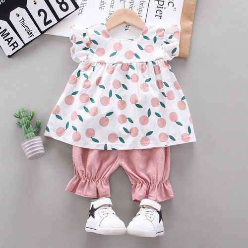 Girls Summer Clothes  New Style 2 Fashionable Baby Girl 3 Dress Set 4 Summer Two-piece Set Children's Clothes 5 Years Old Clothes