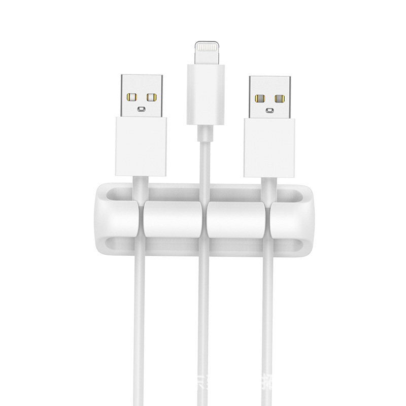 Enrollador de silicona cable de alimentación de escritorio Cable de almacenamiento de alambre clip de cable de datos organizador de cable Tarjeta de cable de soporte autoadhesivo