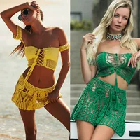 Европа и США Wish Ebay AliExpress ручной работы вязать крючком топ бикини мини-юбка для плавания костюм