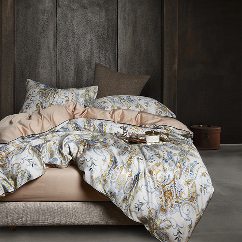 Luxurious American 60-count satin printed long-staple cotton bed set of four-piece cotton quilt cover flower and bird pure cotton bed sheet foreign trade