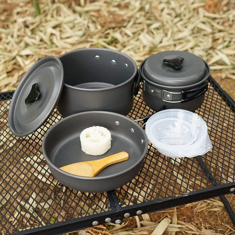 Outdoor dew campaign pot 3-4 people cooking utensils set Camp portable pot folding wild picnic self-driving travel tableware DS300