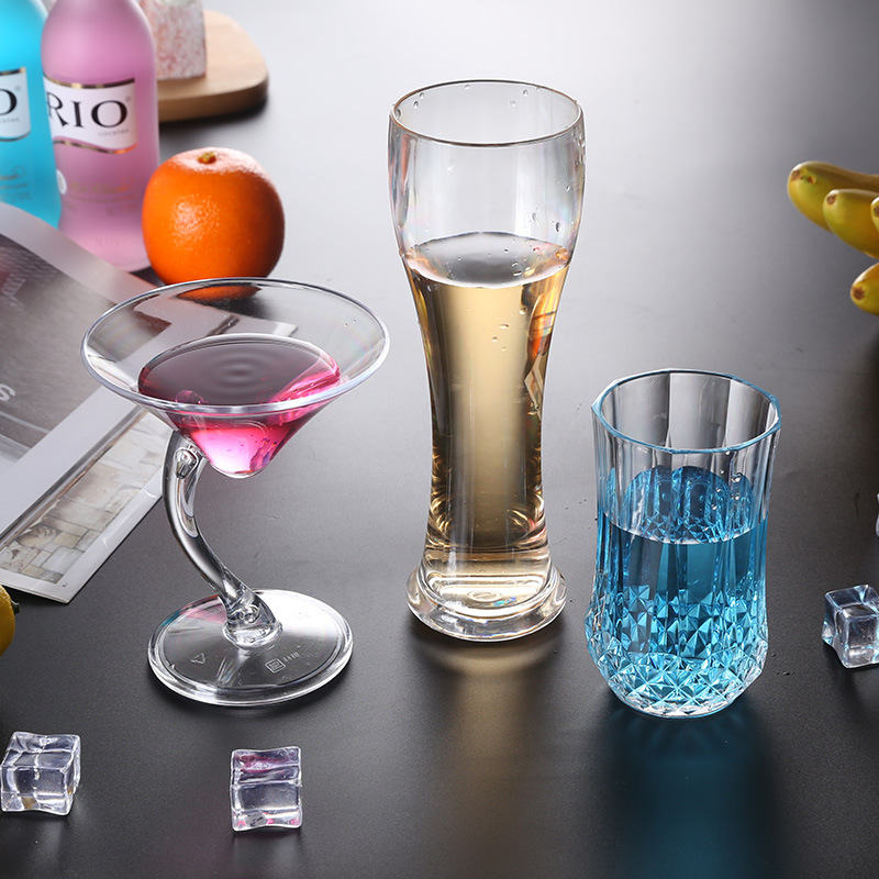 도매 물 컵 창조적 인 패션 PC 아크릴 와인 유리 투명 음료 컵 우유 차 컵 주스 컵 맥주 컵