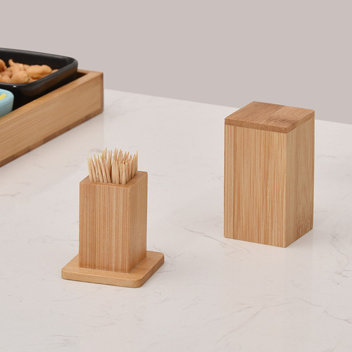 Creative toothpick box household bamboo toothpick tube engraved cotton swab tube hotel restaurant restaurant toothpick jar toothpick bottle