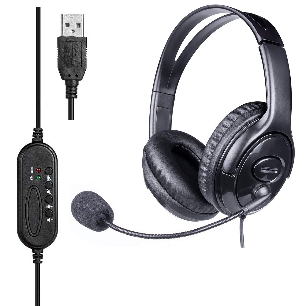 공장 직광 USB 컴퓨터 헤드셋 PC 마이크 학생 온라인 수업 고객 서비스 회의