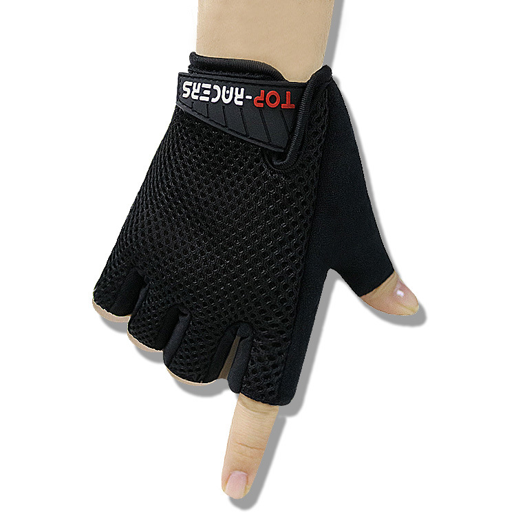 Venta Directa de fábrica TOP-RACERS negro transpirable malla ciclismo medio dedo guantes de entrenamiento deportivo guantes de fitness