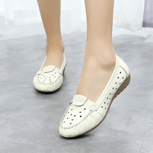 夏季妈妈鞋软底女舒适牛筋真皮凉鞋透气运动休闲老北京一脚登女鞋