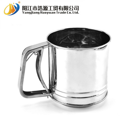 烘焙工具大号双层粉筛杯半自动手持面粉筛蛋糕工具筛面粉工具|ms
