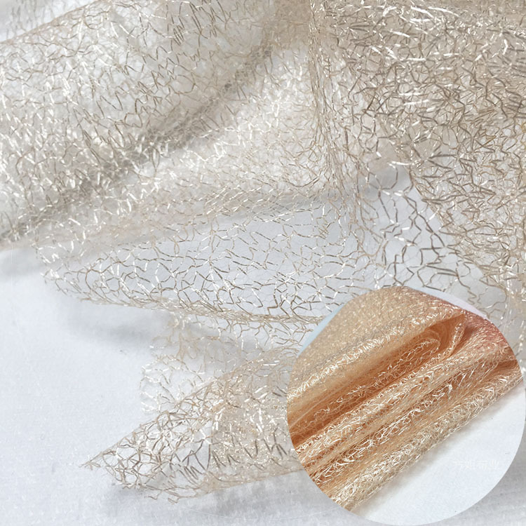 Factory wholesale solid color mesh lightning mesh cloth gold and silver thread mesh fabric spider web hollow lace mesh yarn