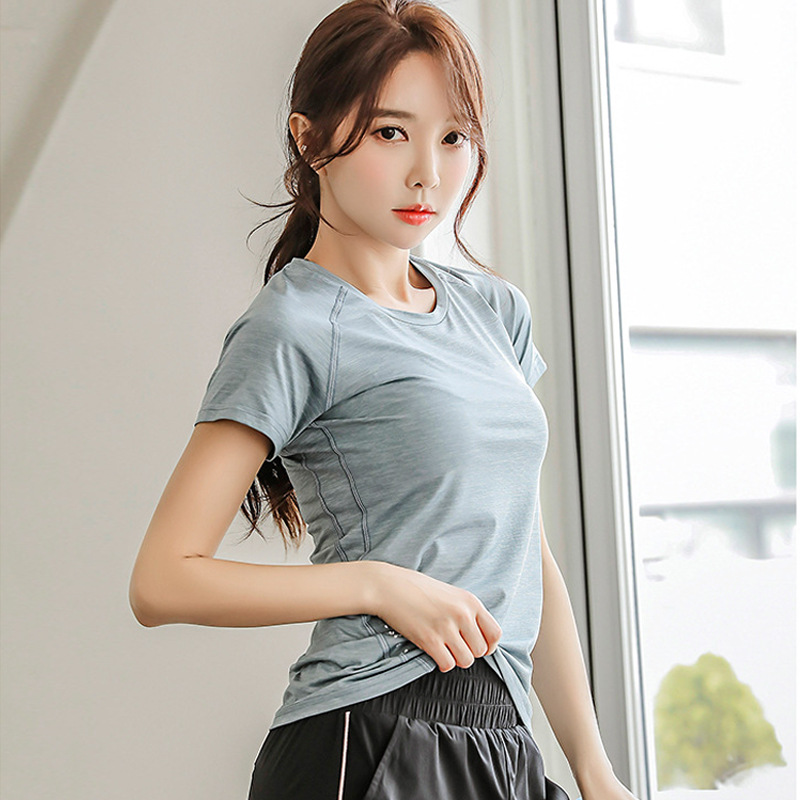 Summer Quick-Drying Thin Breathable Sports Fitness Clothing Running Yoga Clothing Short-Sleeved Tops T-Shirt Women's Breathable Quick-Drying