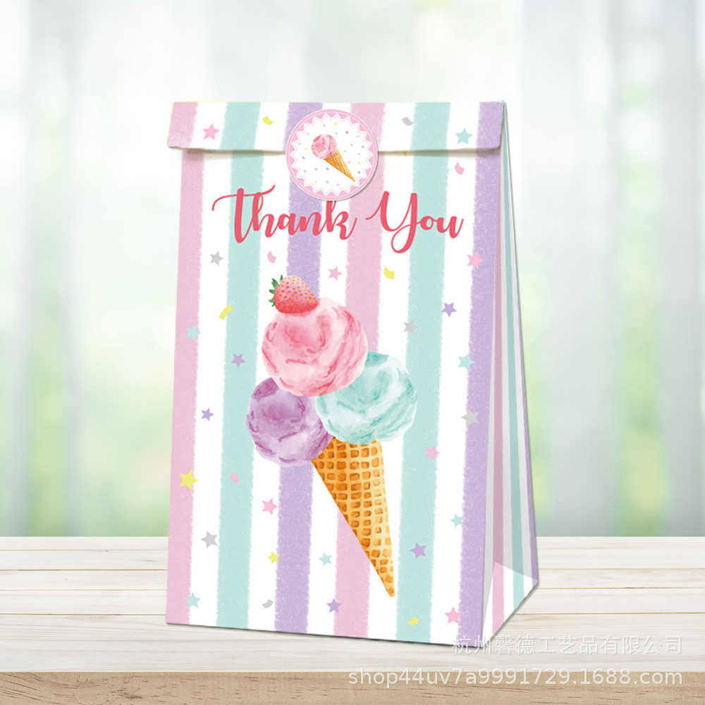 LB014 helado verano eBay tema Fiesta bolsa cumpleaños fiesta bolsa de caramelo bolsa de papel de regalo