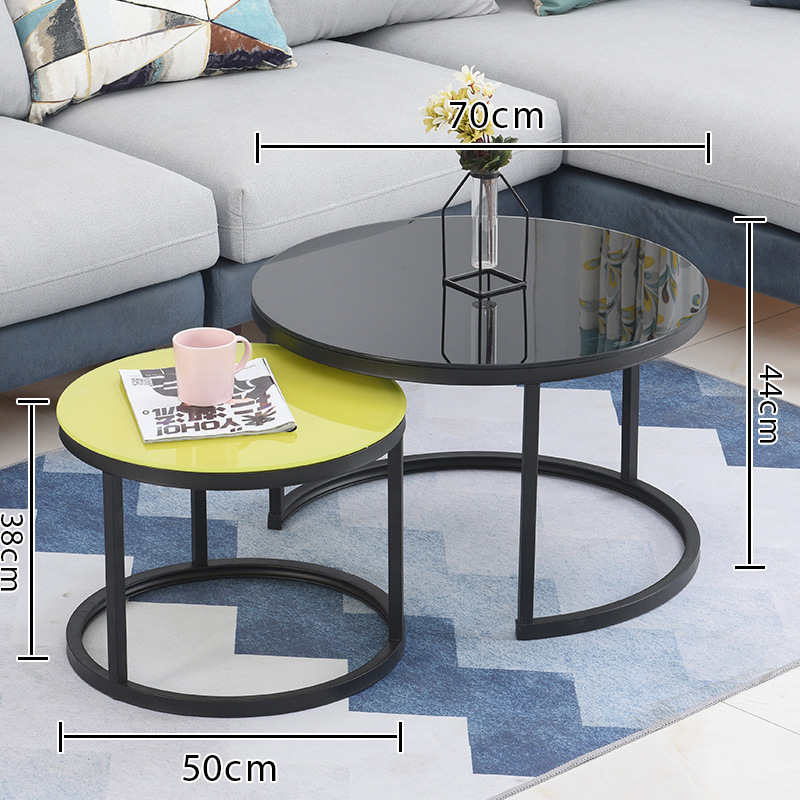 Mesa de centro para sala de estar, mesa nido de hierro forjado, moderna, sencilla, ligera y lujosa, adecuada para jóvenes, apartamento pequeño, mesa redonda extensible grande y pequeña.