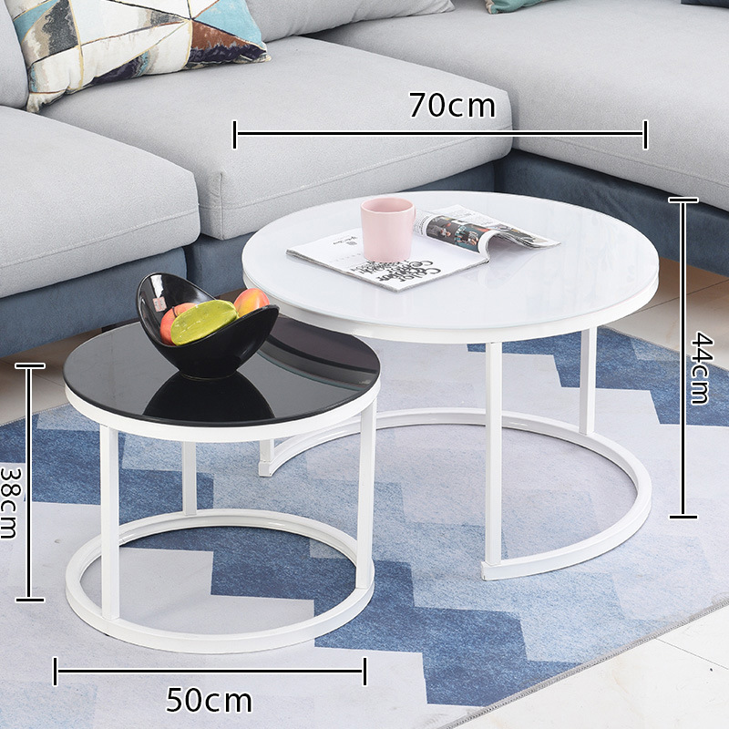 Mesa de centro para sala de estar, mesa nido de hierro forjado, moderna, sencilla, ligera y lujosa, adecuada para jóvenes, apartamento pequeño, mesa redonda extensible grande y pequeña.