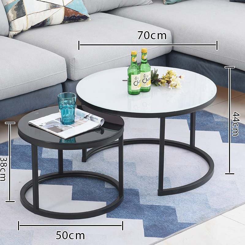 Mesa de centro para sala de estar, mesa nido de hierro forjado, moderna, sencilla, ligera y lujosa, adecuada para jóvenes, apartamento pequeño, mesa redonda extensible grande y pequeña.