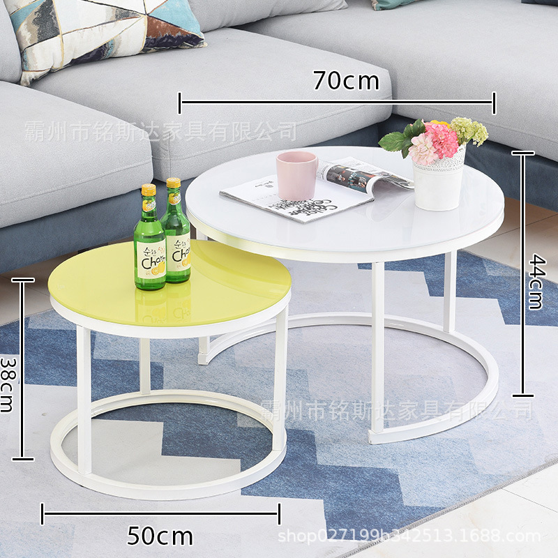 Mesa de centro para sala de estar, mesa nido de hierro forjado, moderna, sencilla, ligera y lujosa, adecuada para jóvenes, apartamento pequeño, mesa redonda extensible grande y pequeña.