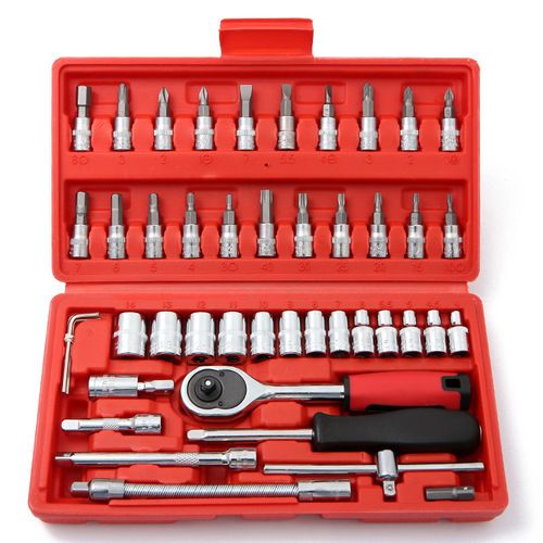 46-piece tool set, auto repair set, socket wrench set, ratchet wrench set tool box, direct from manufacturer
