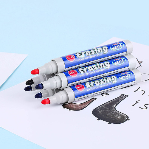 Factory direct sales wholesale 528 whiteboard pen water-based erasable marker black, red and blue three colors optional large whiteboard pen
