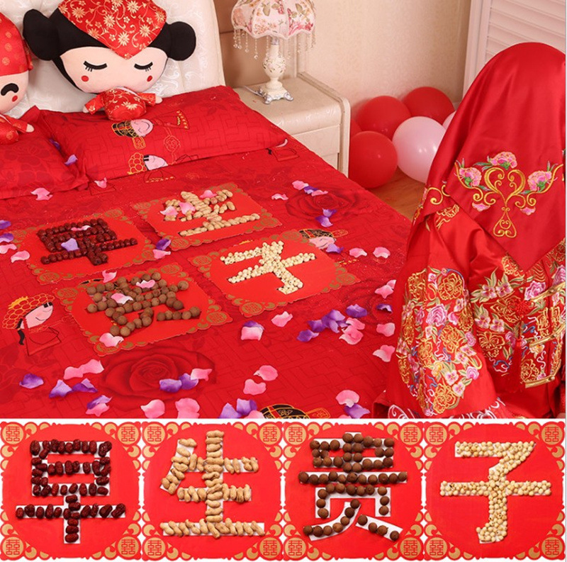 Molde de decoración de cama de boda con frutas secas en forma de corazón creativo decoración de cama de boda sala de bodas suministros de boda