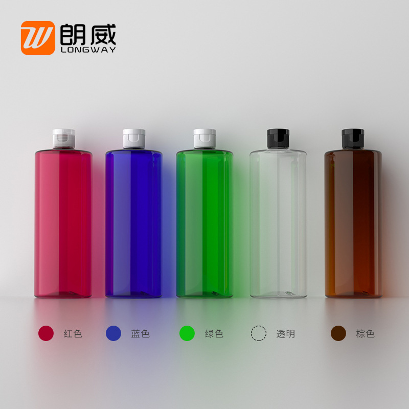500ml平肩翻盖瓶乳液瓶PET塑料瓶化妆品分装瓶余姚朗威