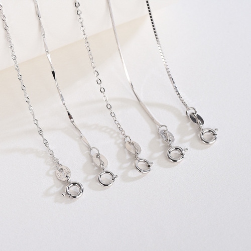 S925 sterling silver necklace box ingot melon seeds starry water wave cross chain with chain wholesale exquisite clavicle chain