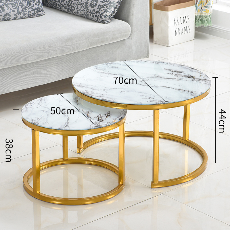 Mesa de centro para sala de estar, mesa nido de hierro forjado, moderna, sencilla, ligera y lujosa, adecuada para jóvenes, apartamento pequeño, mesa redonda extensible grande y pequeña.