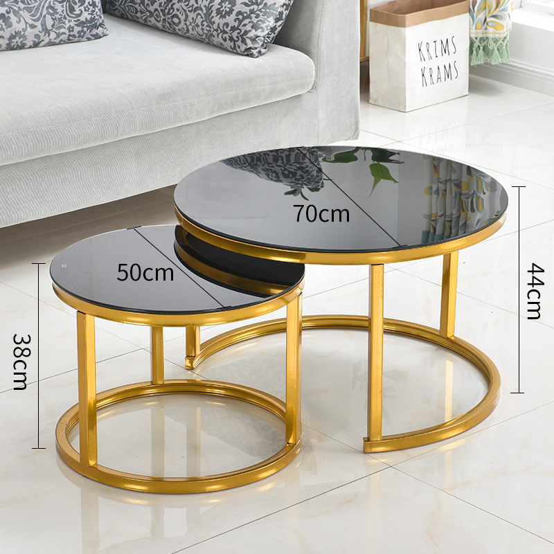 Mesa de centro para sala de estar, mesa nido de hierro forjado, moderna, sencilla, ligera y lujosa, adecuada para jóvenes, apartamento pequeño, mesa redonda extensible grande y pequeña.