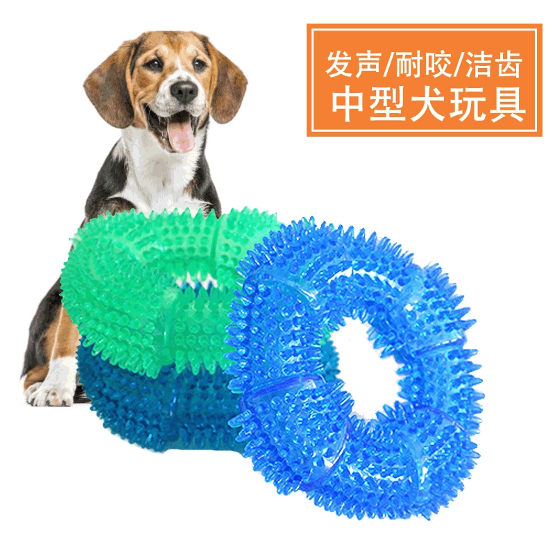 Сшивание уменьшающее кольцо с шипами, устойчивая к укусам собаки, звуковая игрушка, обучающая интерактивная игрушка с шипами, кольцо для собак