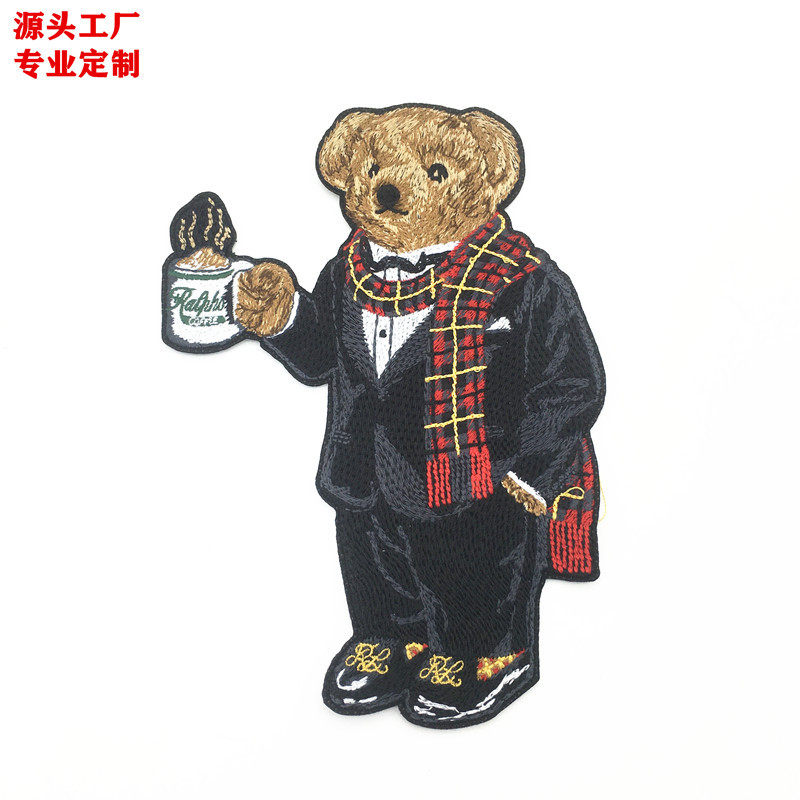 东莞电脑绣花章厂家直销动物造型高端服装辅料补丁贴跨境刺绣布贴
