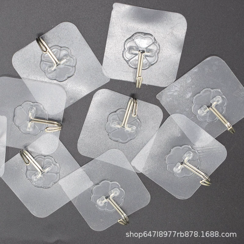 Nail‑free shelf support bracket, transparent plastic triangle plate, sizes 6–7 cm, adhesive fixings