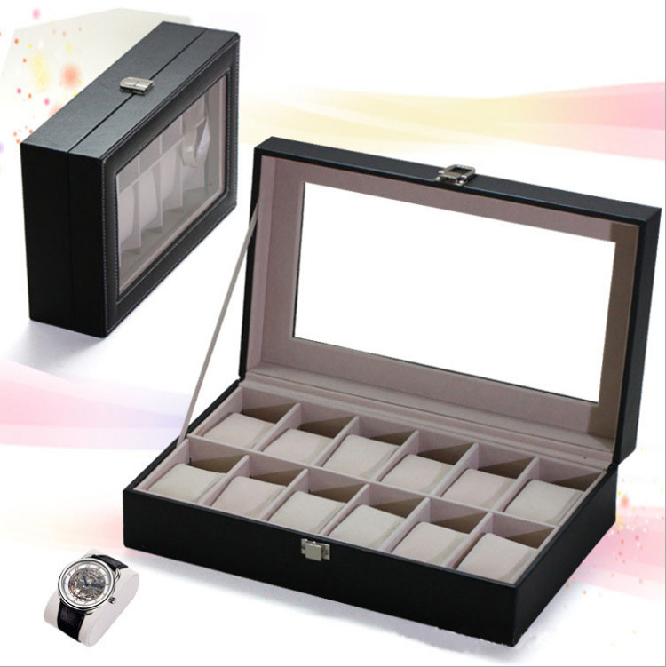 现货直销外贸 皮革12位手表盒子 手表收纳盒 腕表收藏盒 手表箱