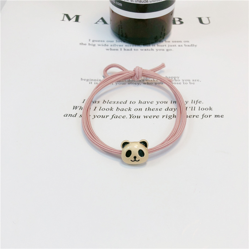 Coreano lindo metal panda nudo cinta de goma cuerda de cabeza de la red red de la niña ins atado anillo de cabello cuerda de cabello no daña el cabello